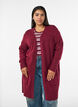 Ribbed Knit Cardigan with Pockets, Red, Model image number 0