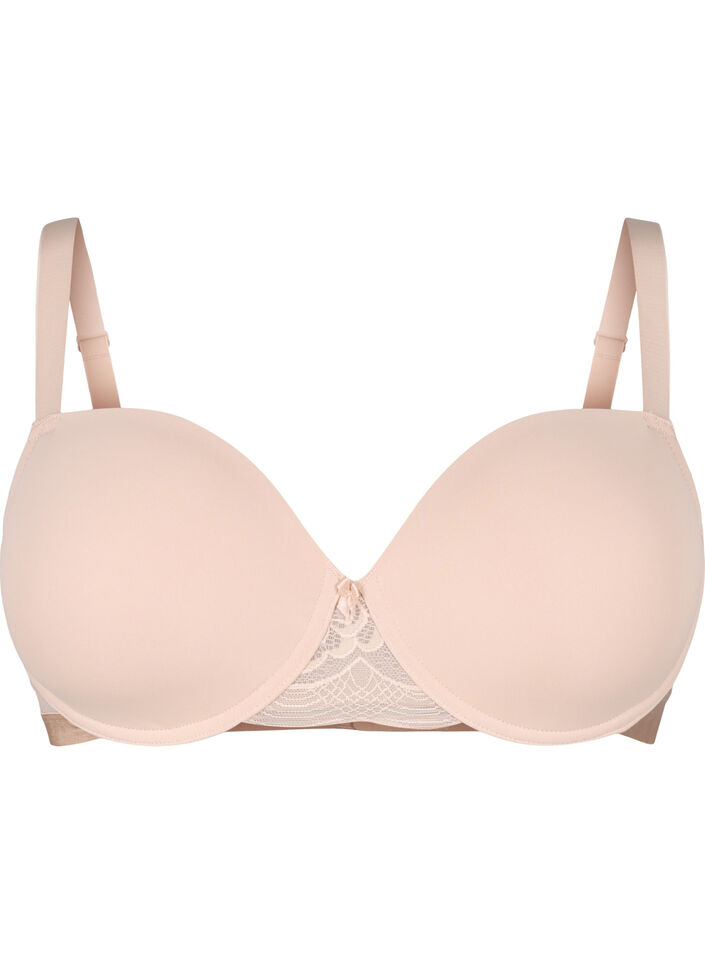 Moulded bra with mesh, Beige, Packshot image number 0