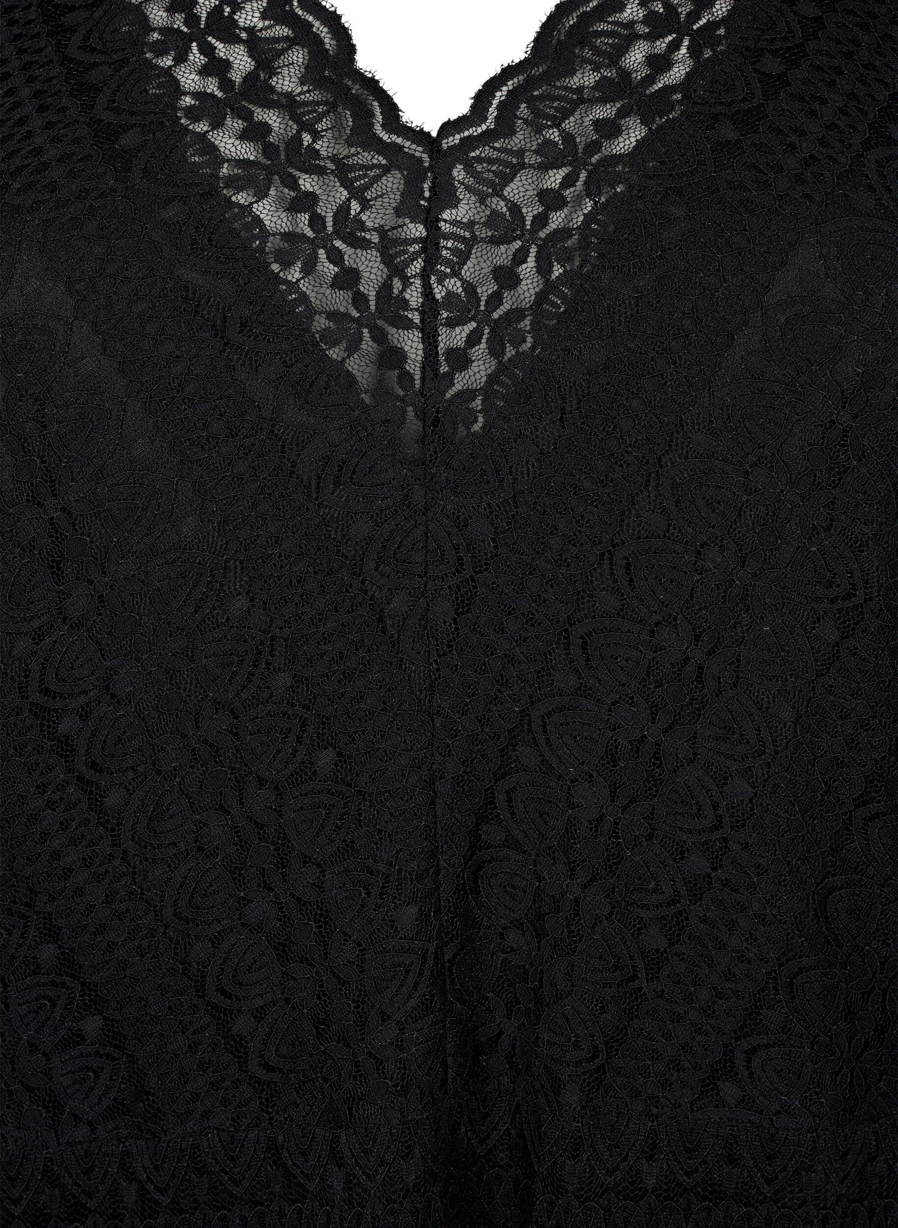 Zizzifashion Lace dress with 3/4 sleeves, Black, Packshot image number 2