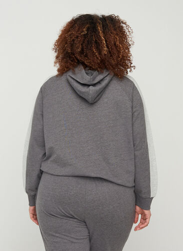 Sweatshirt with a hood and pocket, Dark Grey Melange, Model image number 1