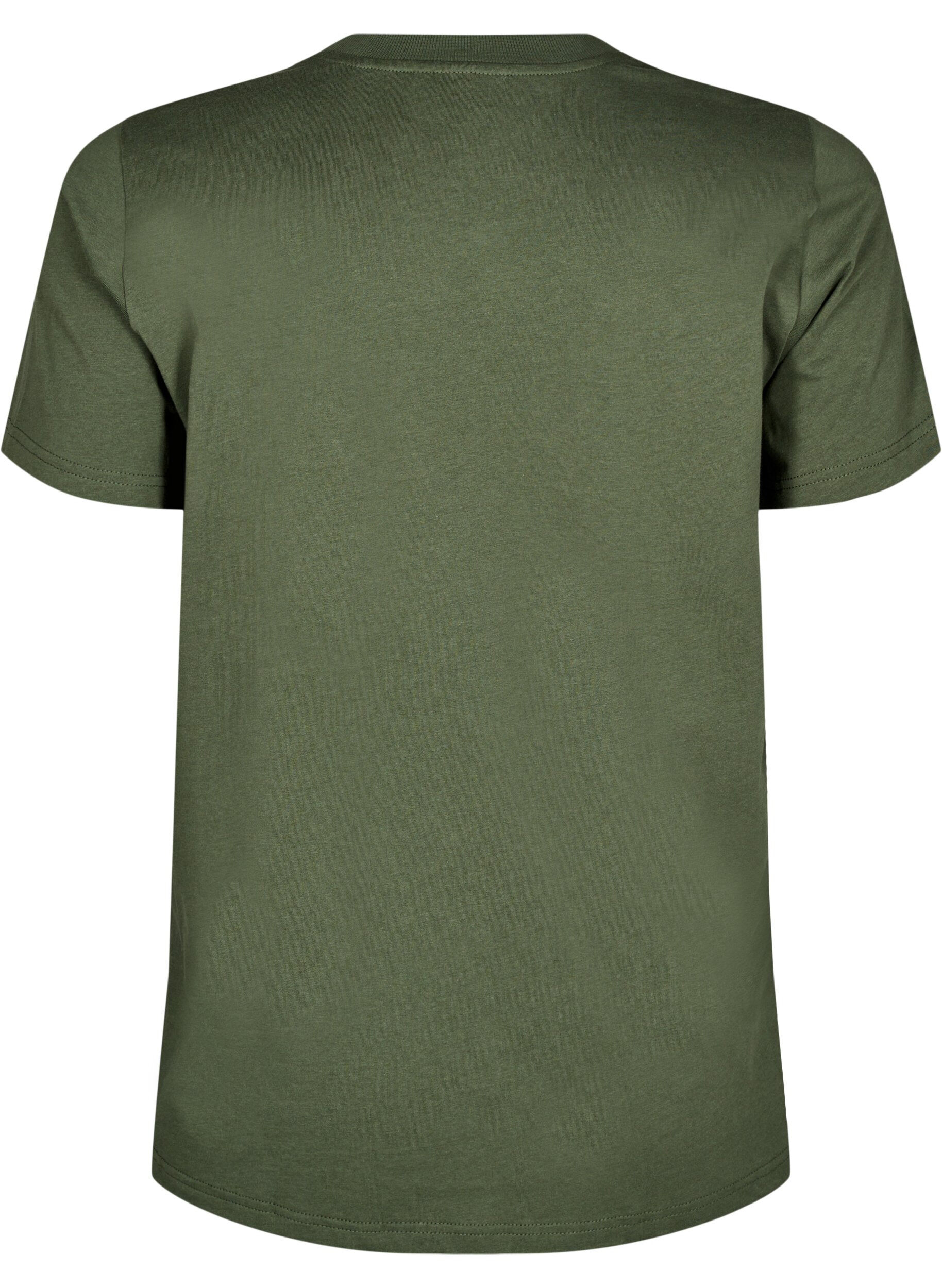 Zizzifashion Cotton T-shirt with embroidery detail, Green, Packshot image number 1