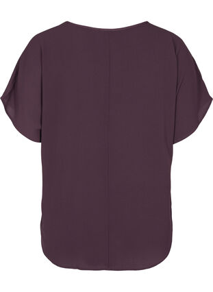 Blouse with short sleeves and a round neckline, Plum Perfect, Packshot image number 1