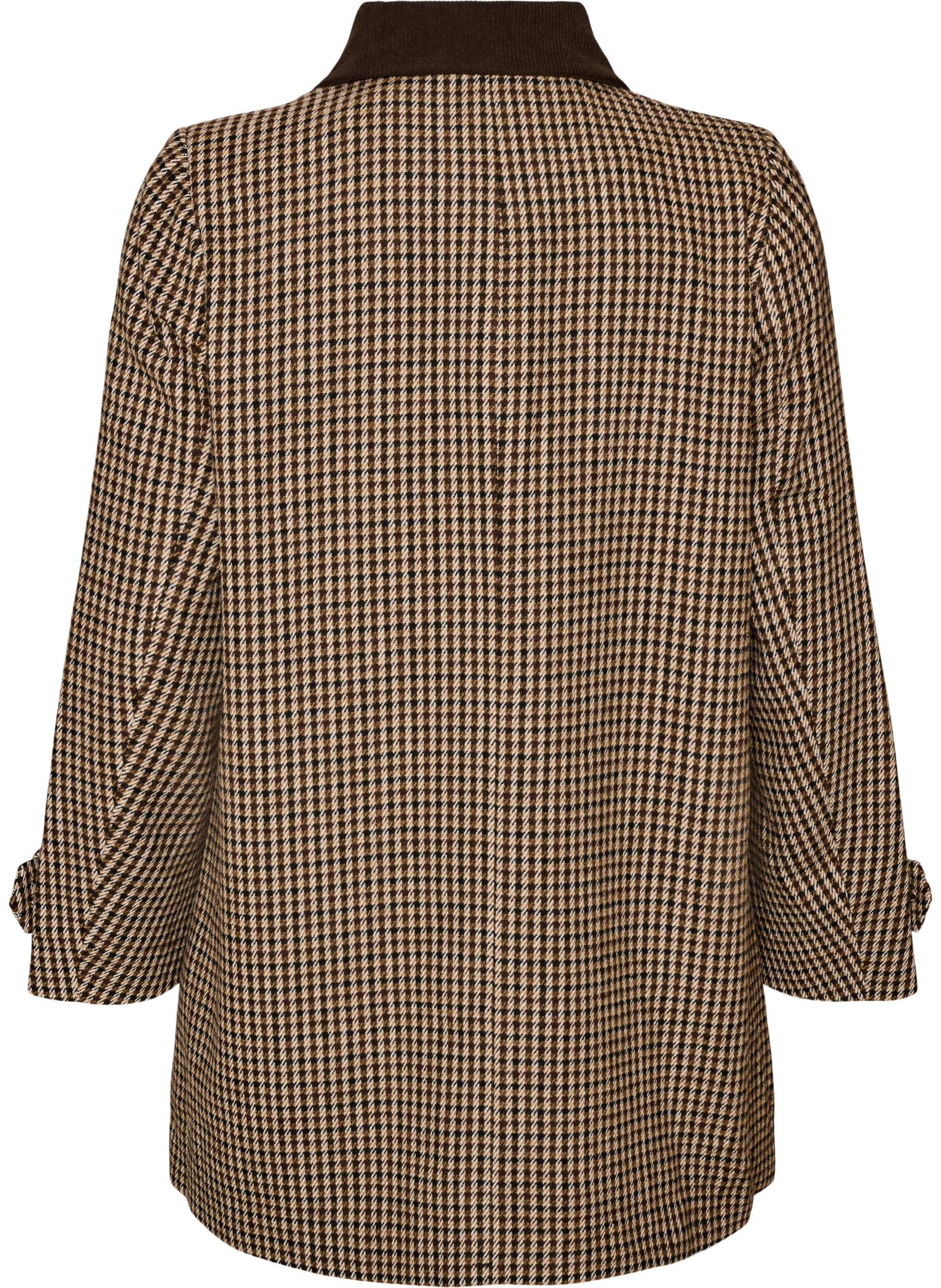 ZizzifashionChecked coat with corduroy collar, Brown, Packshot image number 1