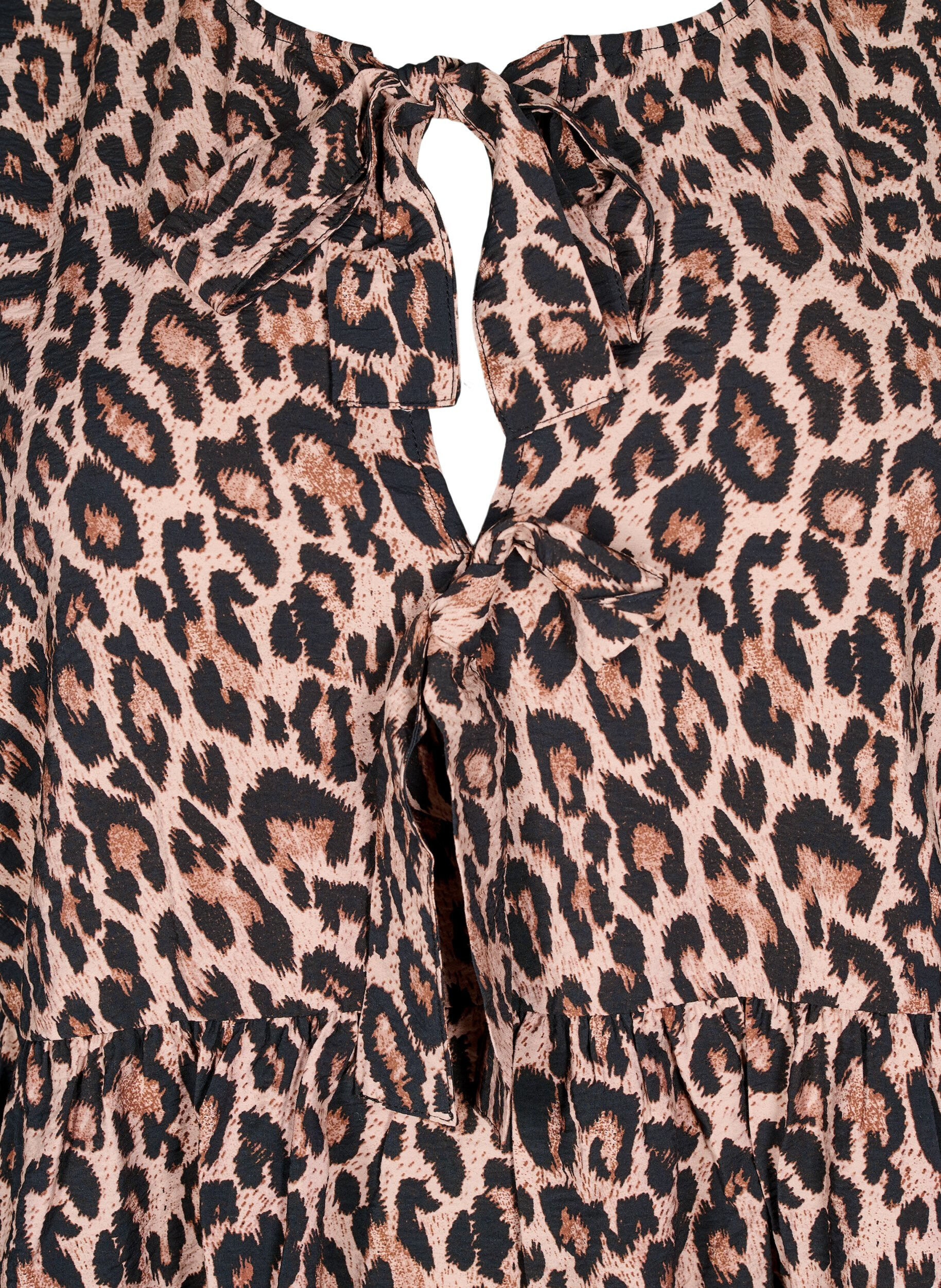 Zizzifashion Peplum blouse with tie and leopard print, Brown, Packshot image number 2