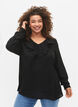 Long sleeve ruffle blouse, Black, Model image number 0