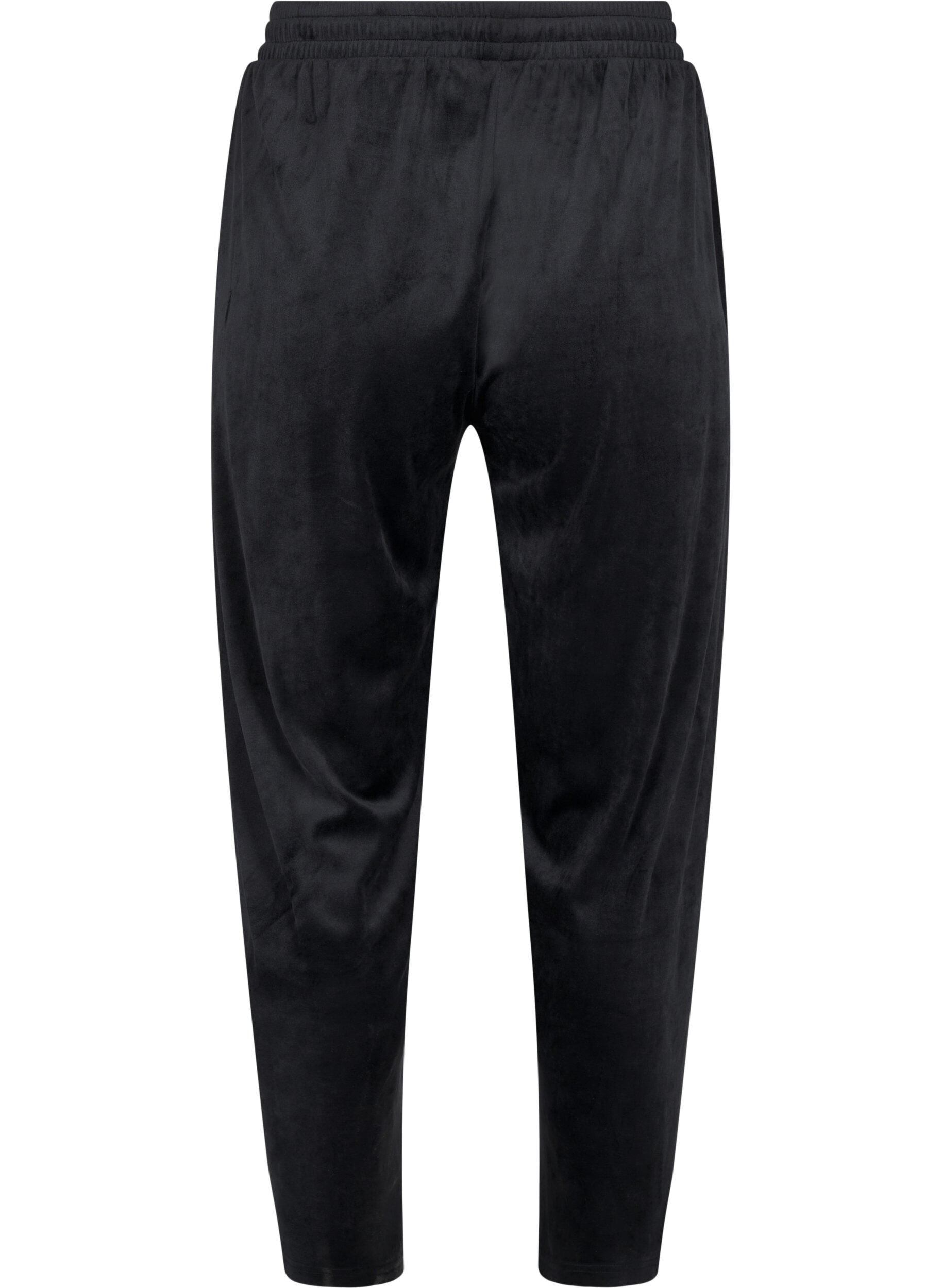Zizzifashion Loose velour trousers, Black, Packshot image number 1