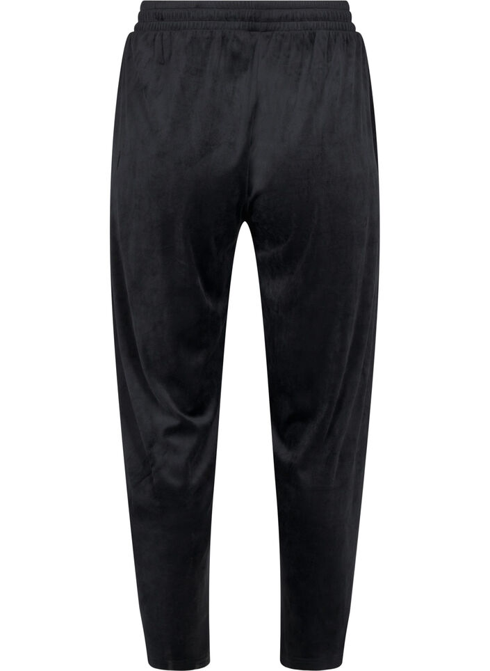 Loose velour trousers, Black, Packshot image number 1