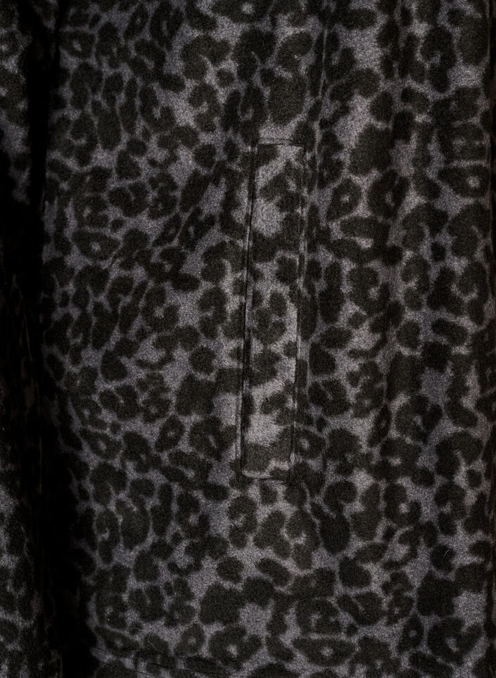 Fleece jacket with leopard print and a high collar, Black, Packshot image number 3