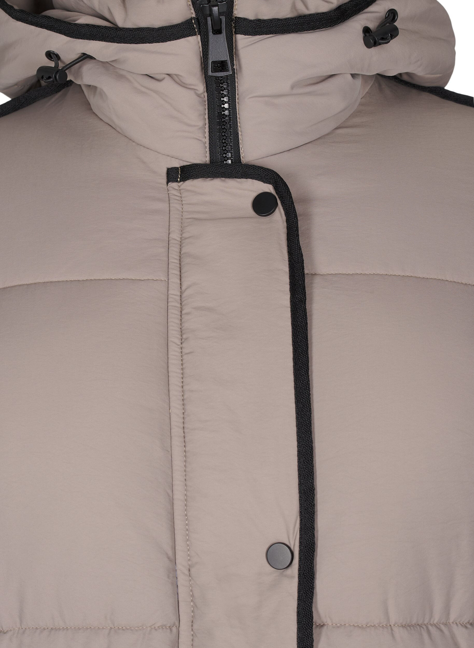 Zizzifashion Puffer jacket with hood and contrast detailing, Beige, Packshot image number 2