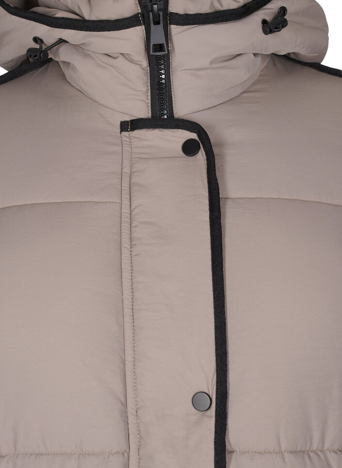 Puffer jacket with hood and contrast detailing, Beige, Packshot image number 2
