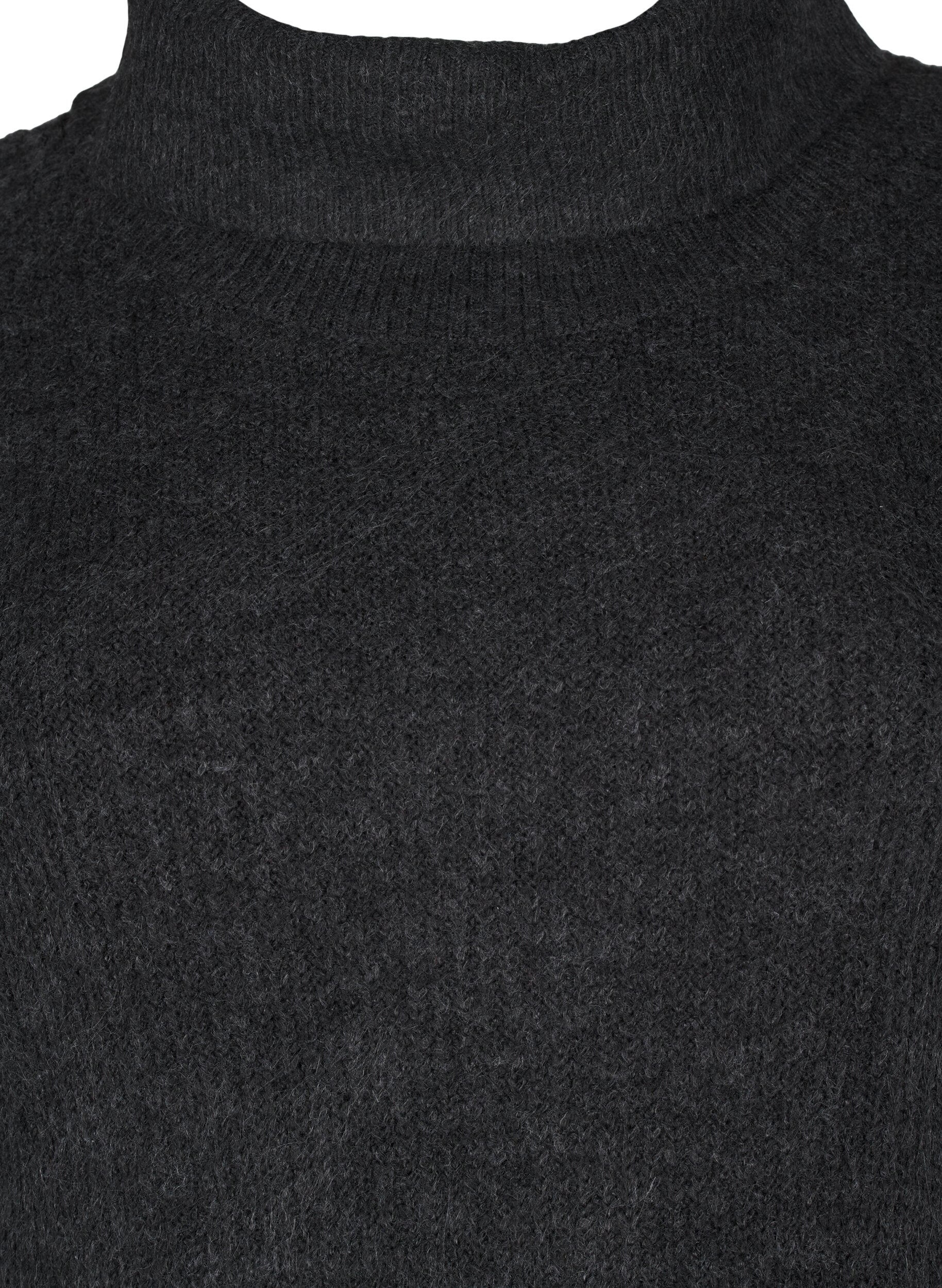 Zizzifashion FLASH - Knitted dress with turtleneck, Dark Grey, Packshot image number 2