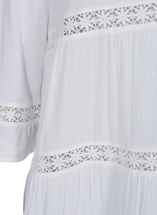 Viscose A-line dress with lace trim, White, Packshot image number 3
