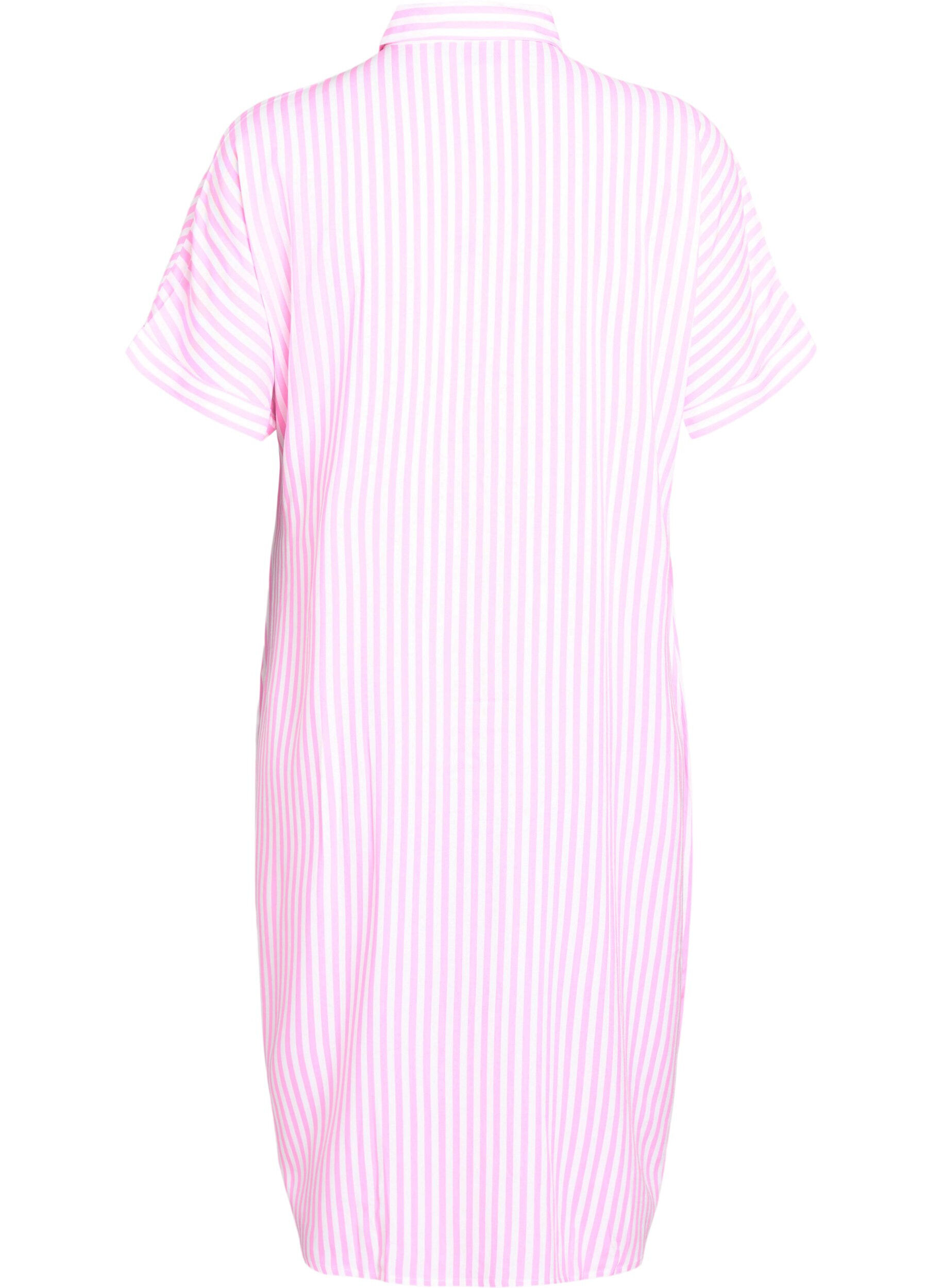 Zizzifashion Long shirt dress with short sleeves, Pink, Packshot image number 1