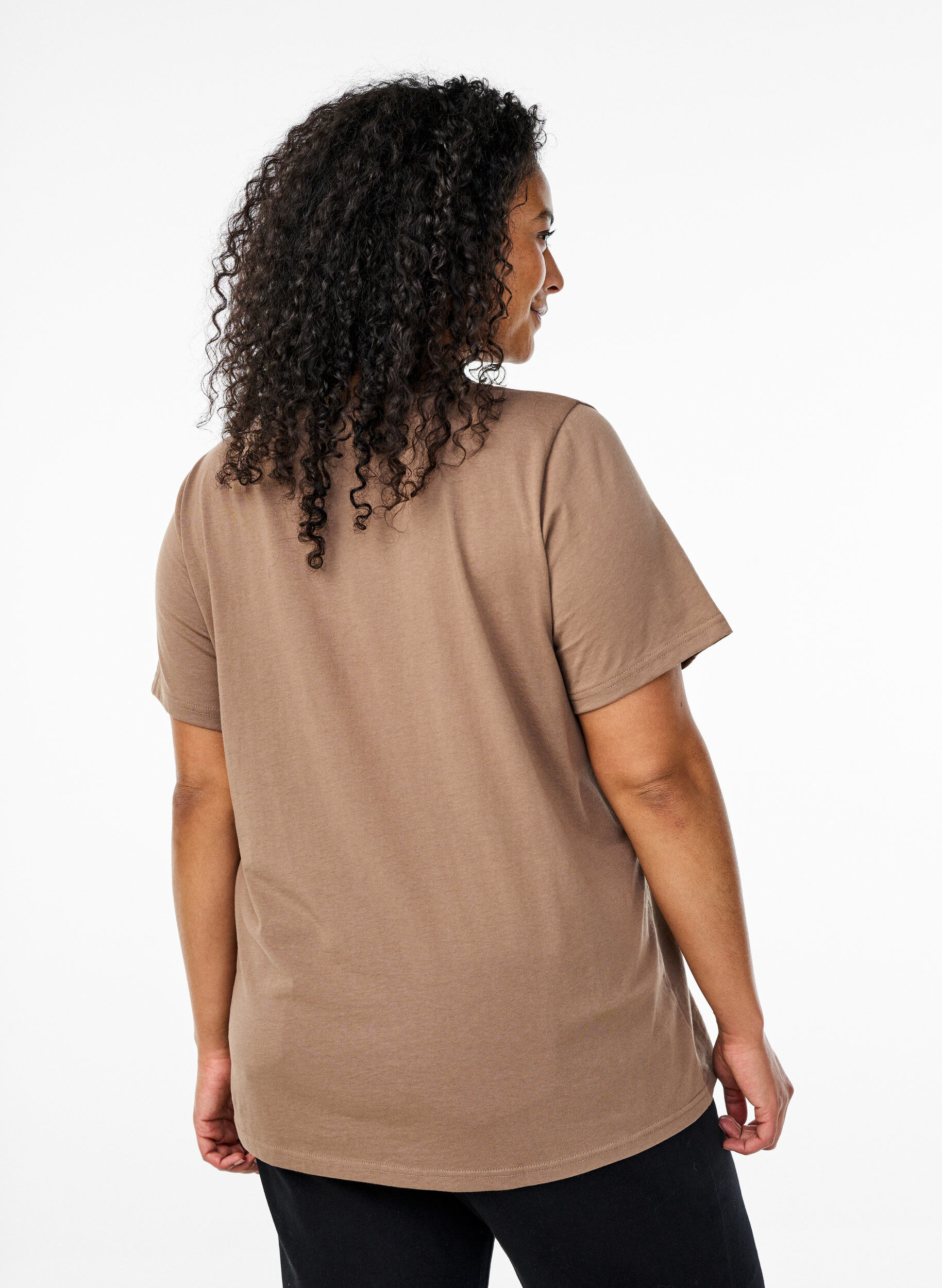 Zizzifashion FLASH - V-neck T-shirt, Brown, Model image number 2