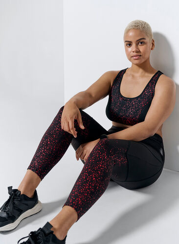 Sports top with print details and a cross back, Red Splash, Image image number 0