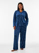Velour pyjama shirt with an all-over print, Blue, Model image number 1