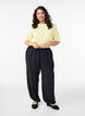 Short-sleeved woven blouse with round neck, Yellow, Model image number 1