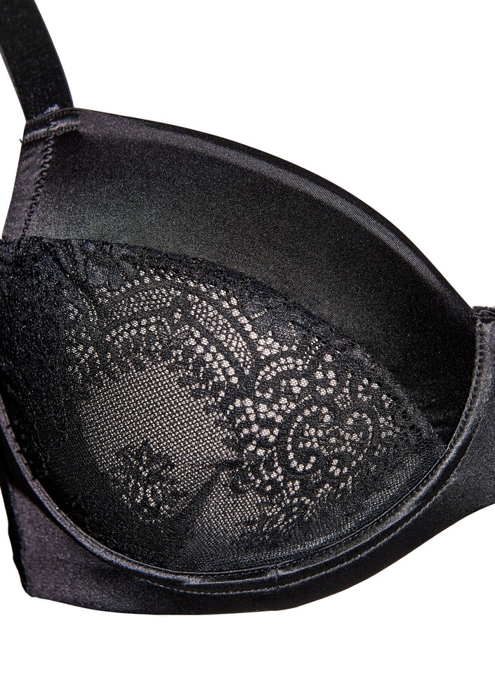 Full coverage bra with lace and microfibre, Black, Packshot image number 2