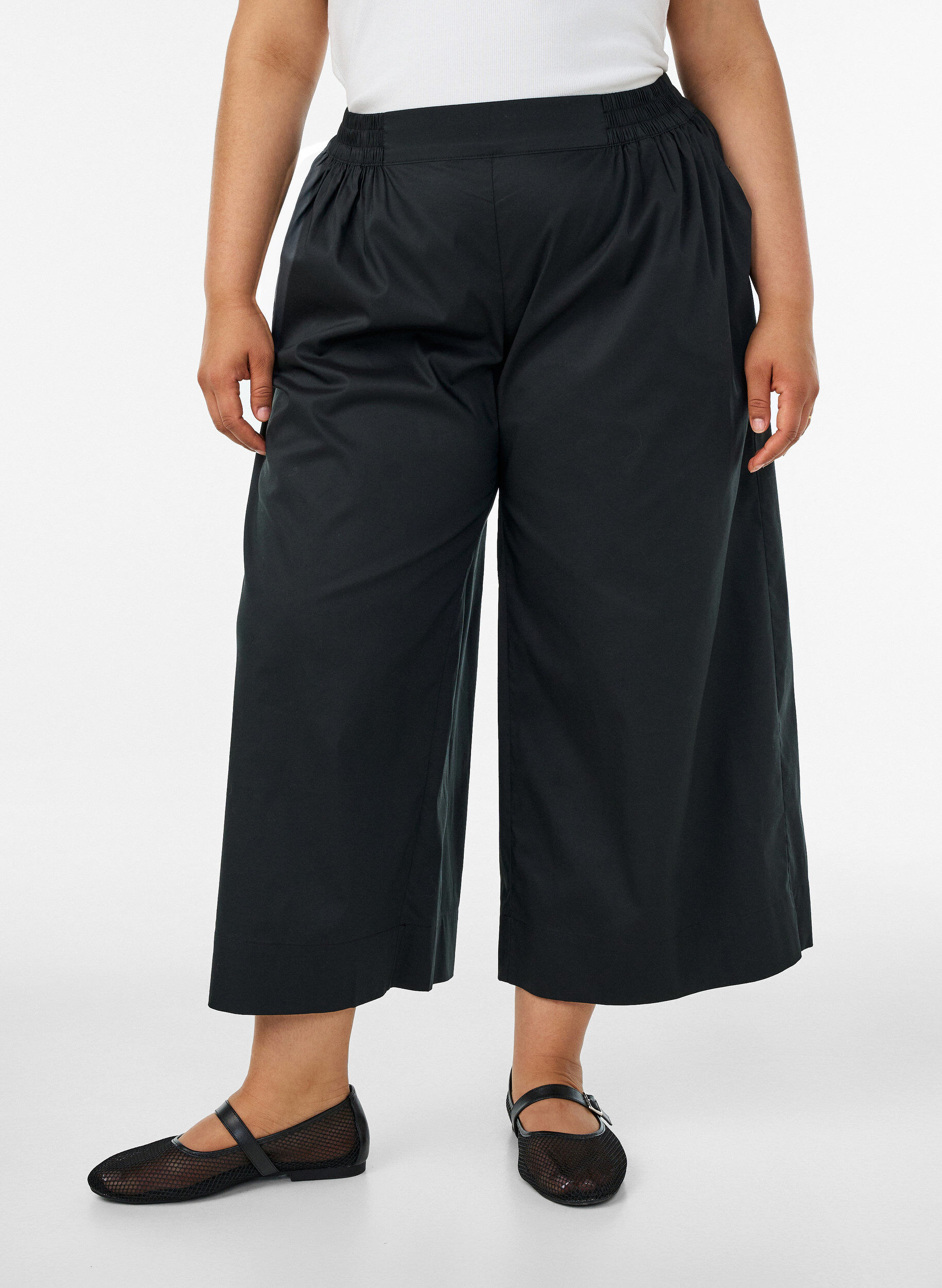 ZizzifashionCulottes with an elasticated waist and wide legs, Black, Model image number 2