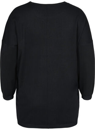 Viscose blend knitted blouse with rhinestones, Black, Packshot image number 1