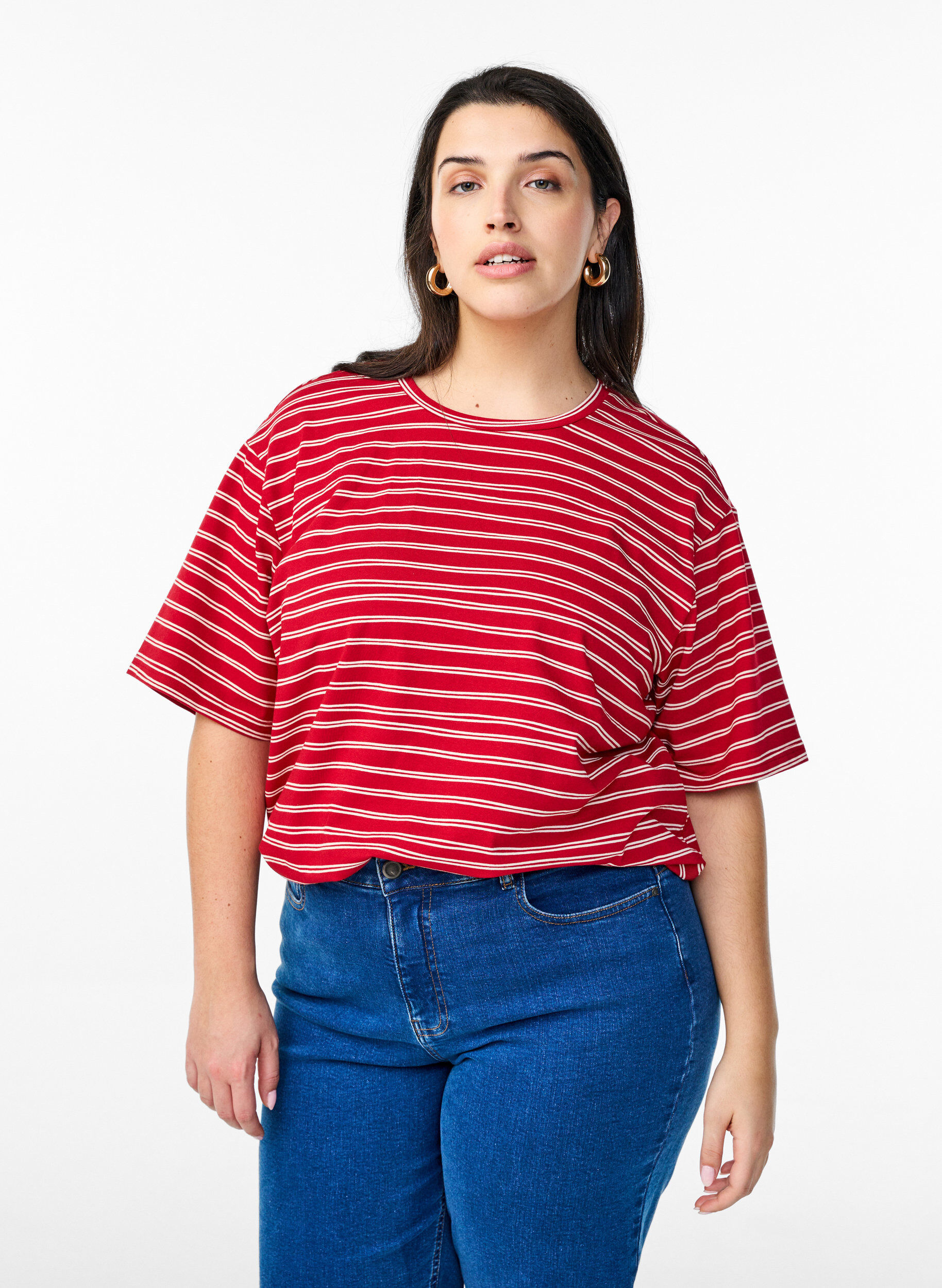 Zizzifashion Striped T-shirt, Red, Model image number 0