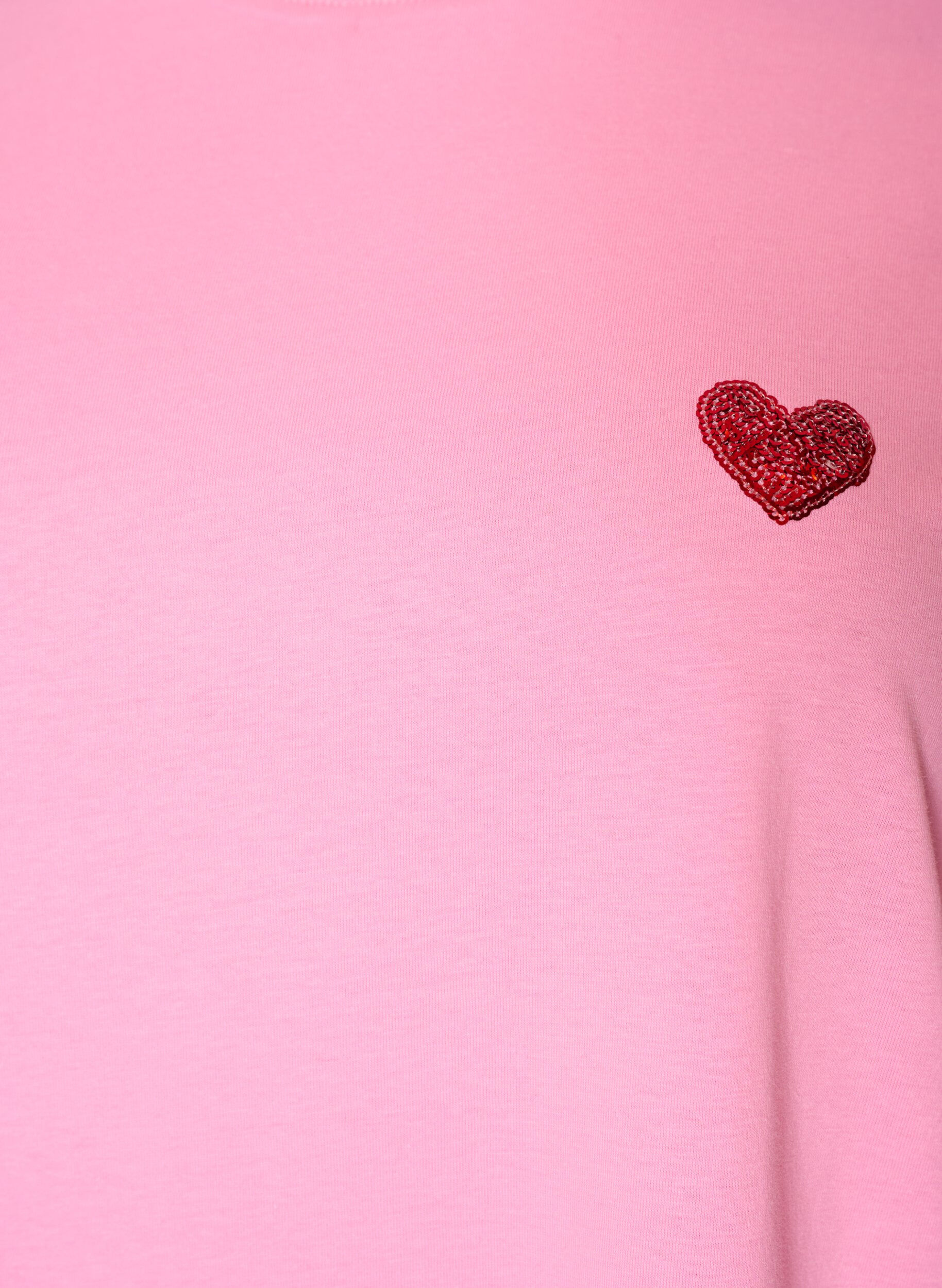 Zizzifashion T-shirt with a sequin heart and colourful back print, Pink, Packshot image number 2