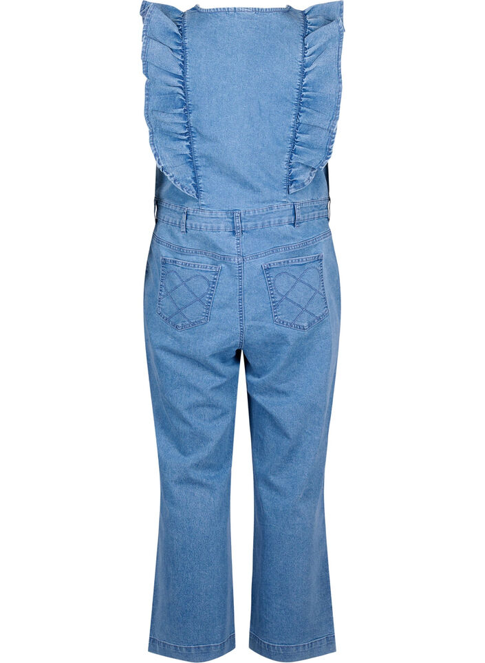 Denim jumpsuit with ruffles, Light Blue Denim, Packshot image number 1