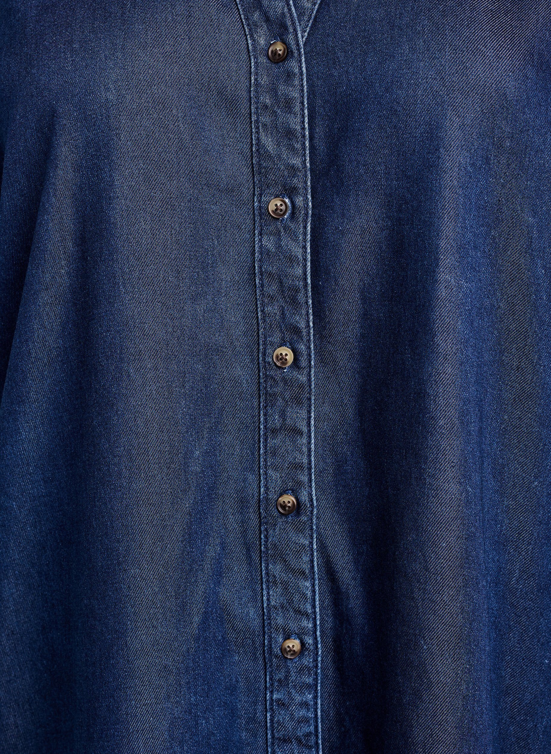 ZizzifashionDenim-look dress with button fastening and ruffle sleeves, Blue, Packshot image number 2