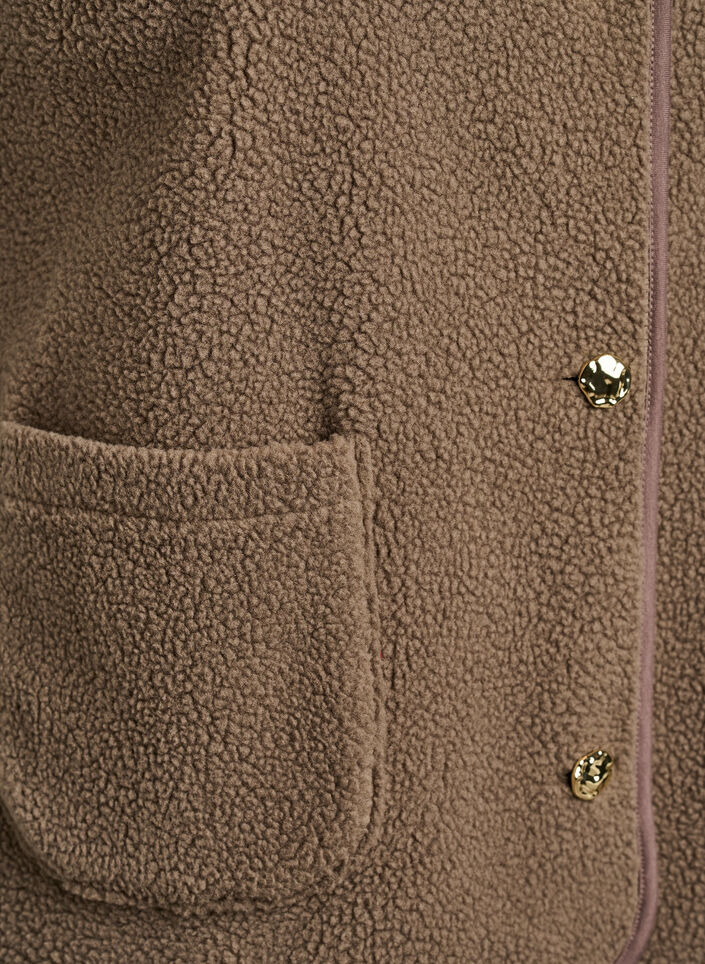 Teddy gilet with buttons and pockets, Brown, Packshot image number 3