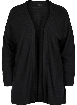 Textured knitted cardigan, Black, Packshot image number 0
