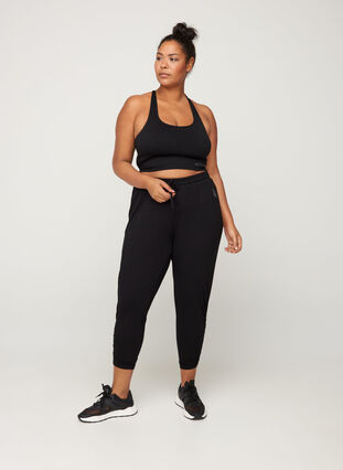 Loose viscose fitness trousers, Black, Model image number 2
