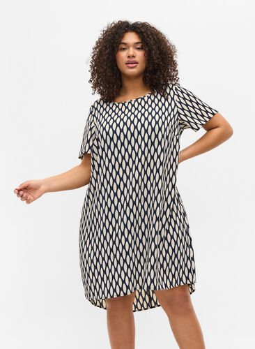Dress with shorts sleeves, Oval AOP, Model image number 0