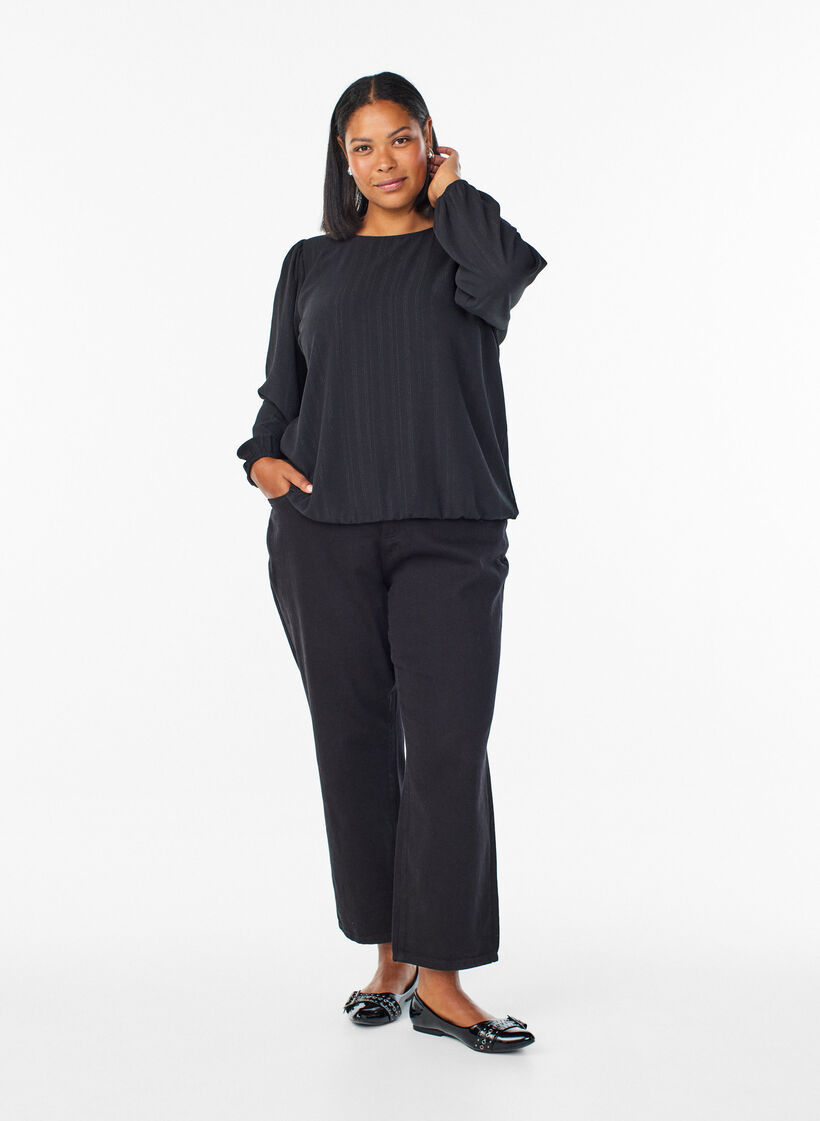 Blouse with silver glitter, Black, Model image number 1