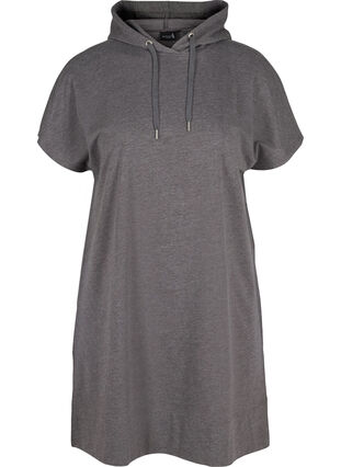 Long sweatshirt with short sleeves, Dark Grey Melange, Packshot image number 0
