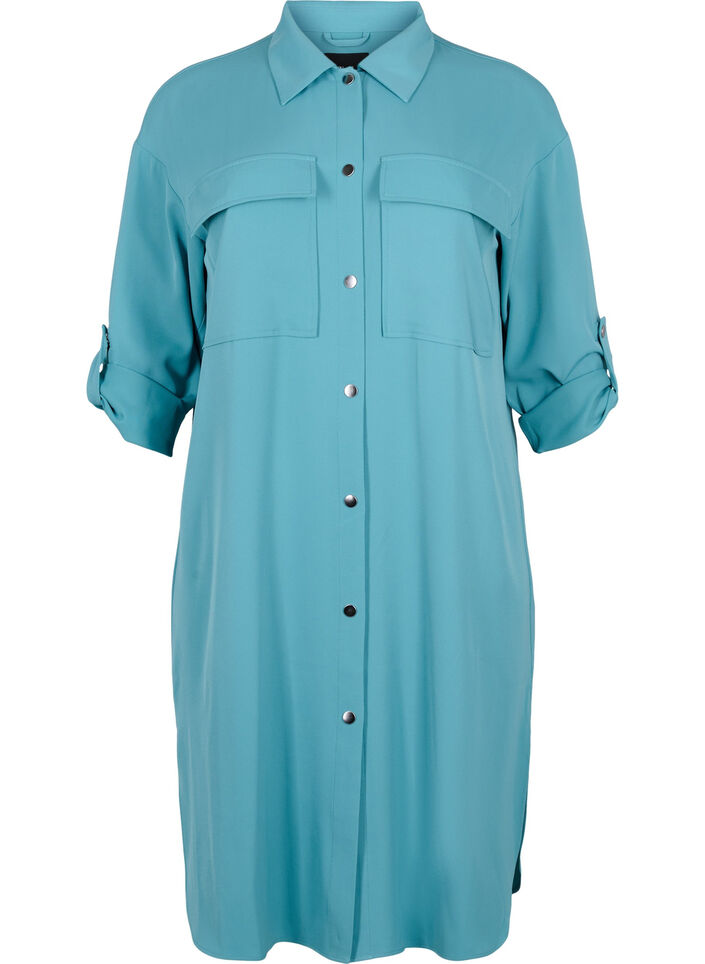 Long dress jacket with button closure, Brittany Blue, Packshot image number 0