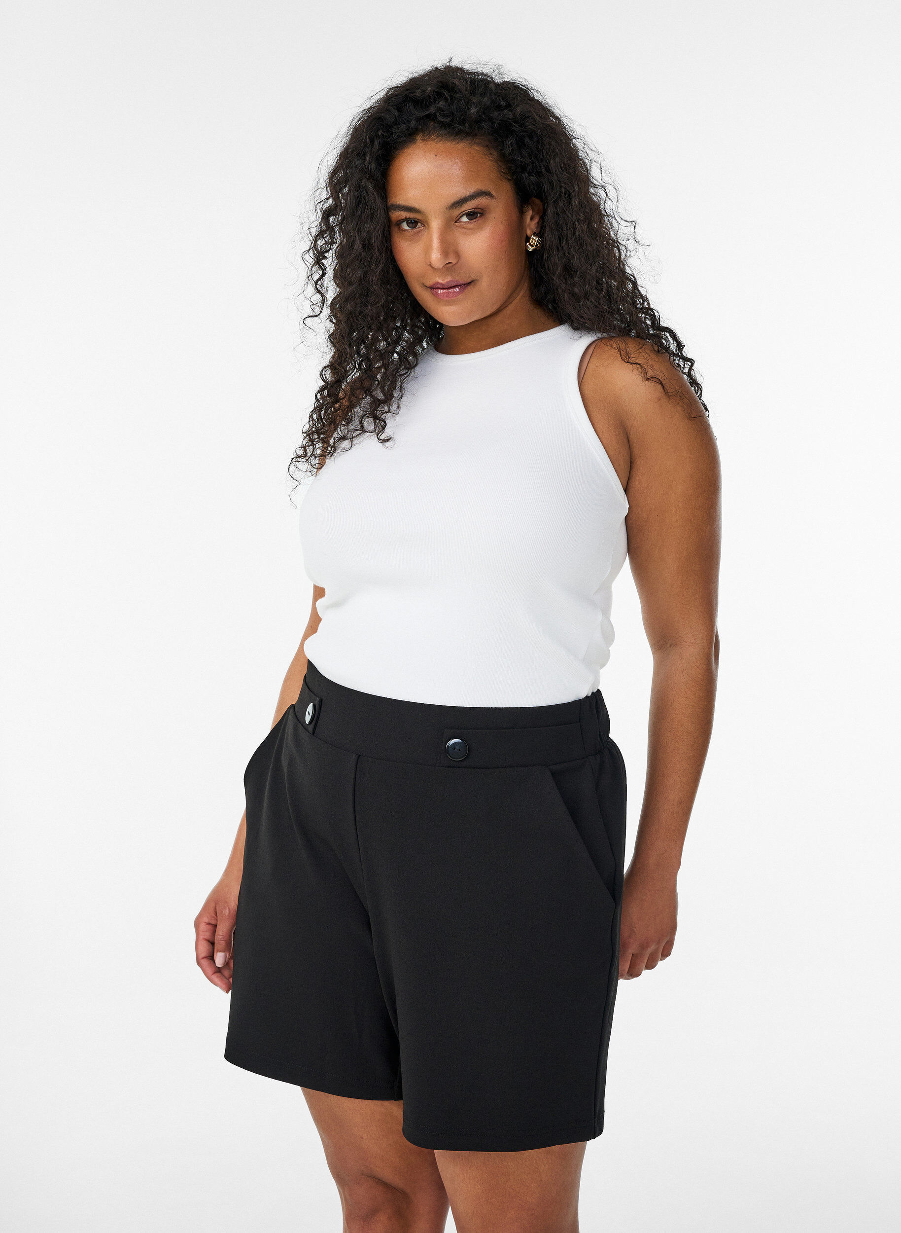 Zizzifashion Shorts with pockets and loose fit, Black, Model image number 0