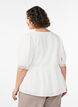 Blouse in textured cotton with crochet details, White, Model image number 2