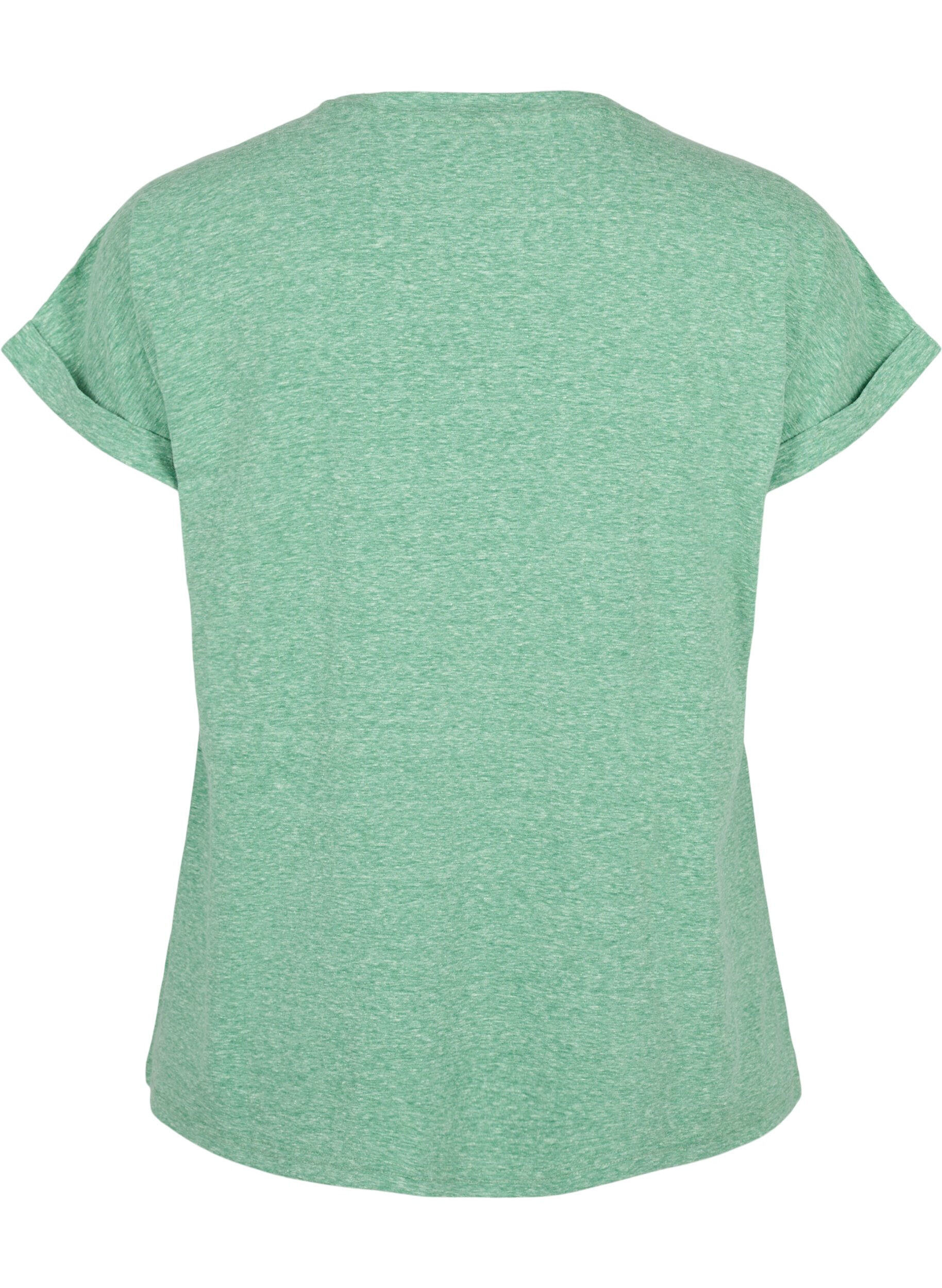 Zizzifashion Melange t-shirt with short sleeves, Green, Packshot image number 1