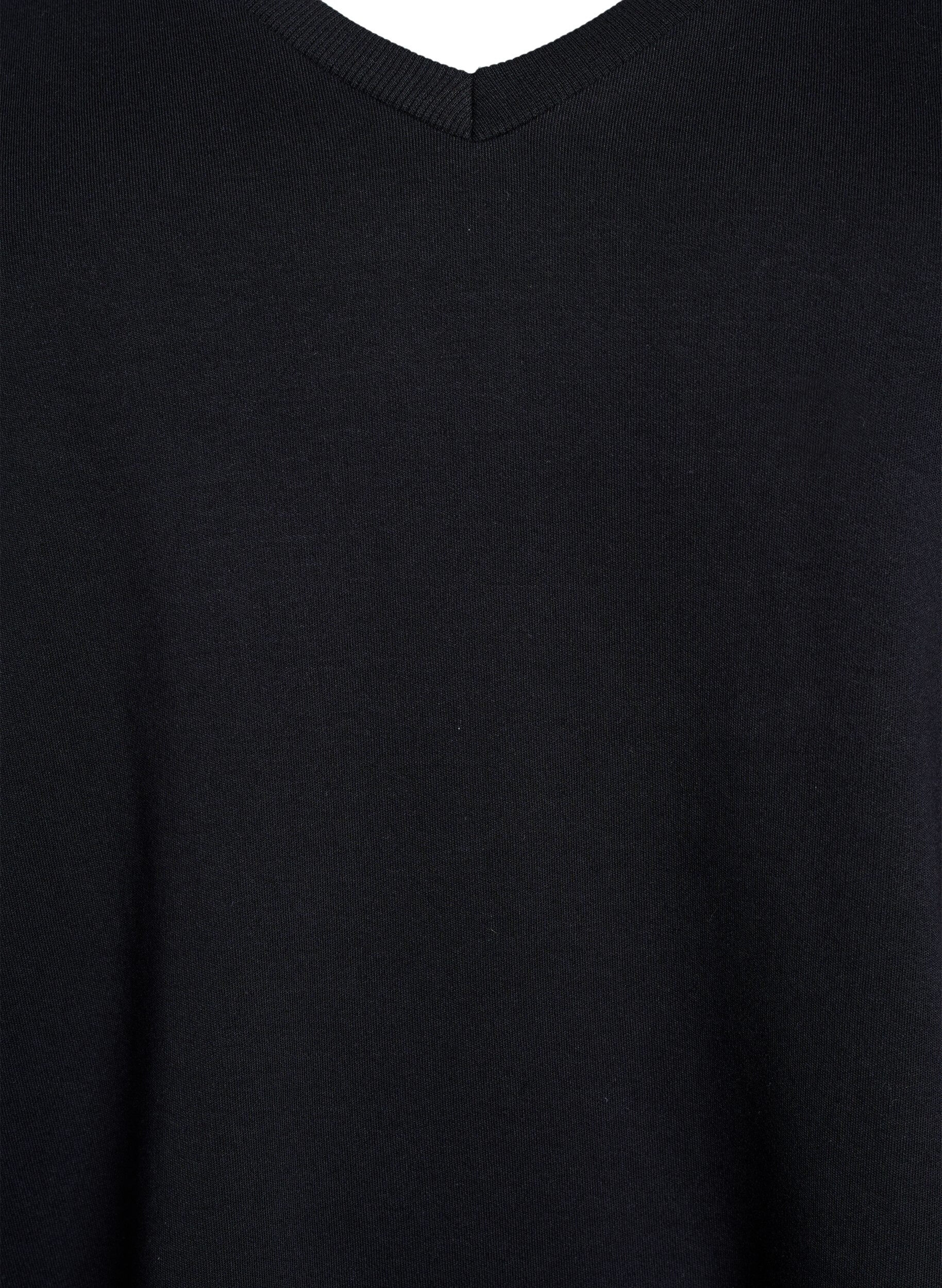 Zizzifashion Basic V-neck T-shirt in organic cotton, Black, Packshot image number 2