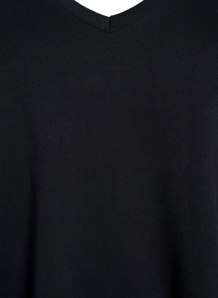 Basic V-neck T-shirt in organic cotton, Black, Packshot image number 2