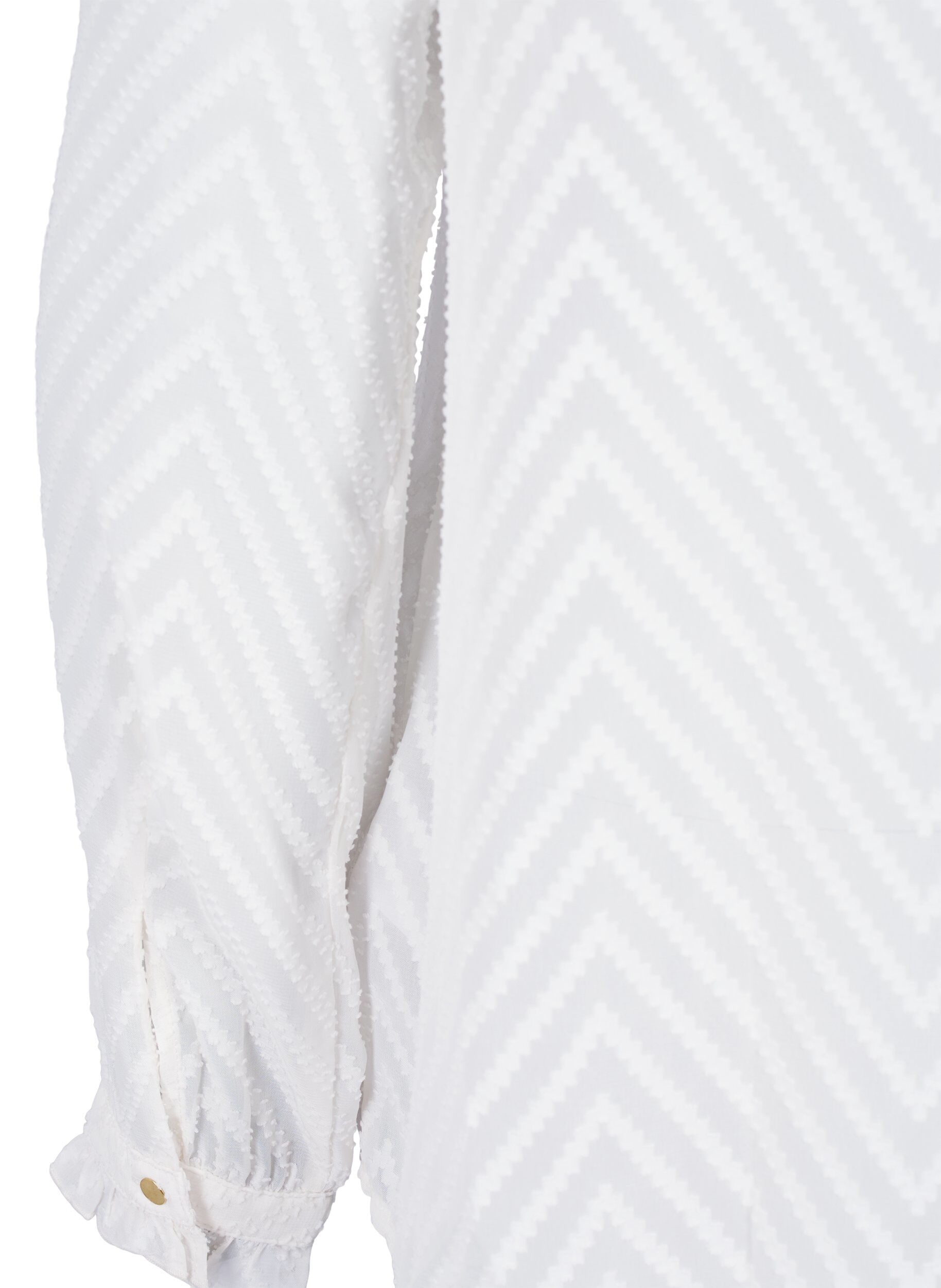 Zizzifashion Shirt blouse with ruffles and patterned texture, Snow White, Packshot image number 3