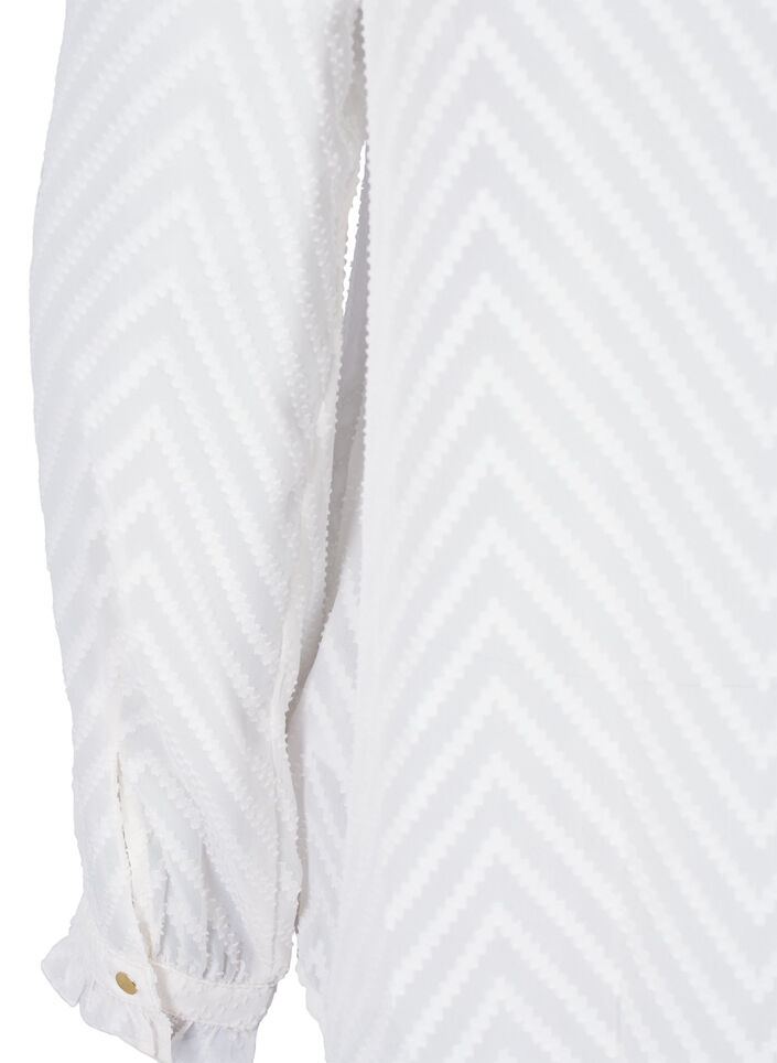 Shirt blouse with ruffles and patterned texture, Snow White, Packshot image number 3