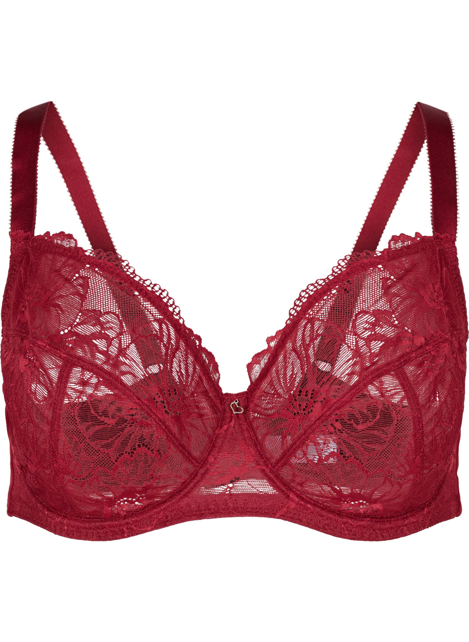 Zizzifashion Underwire lace bra, Rhubarb, Packshot image number 0