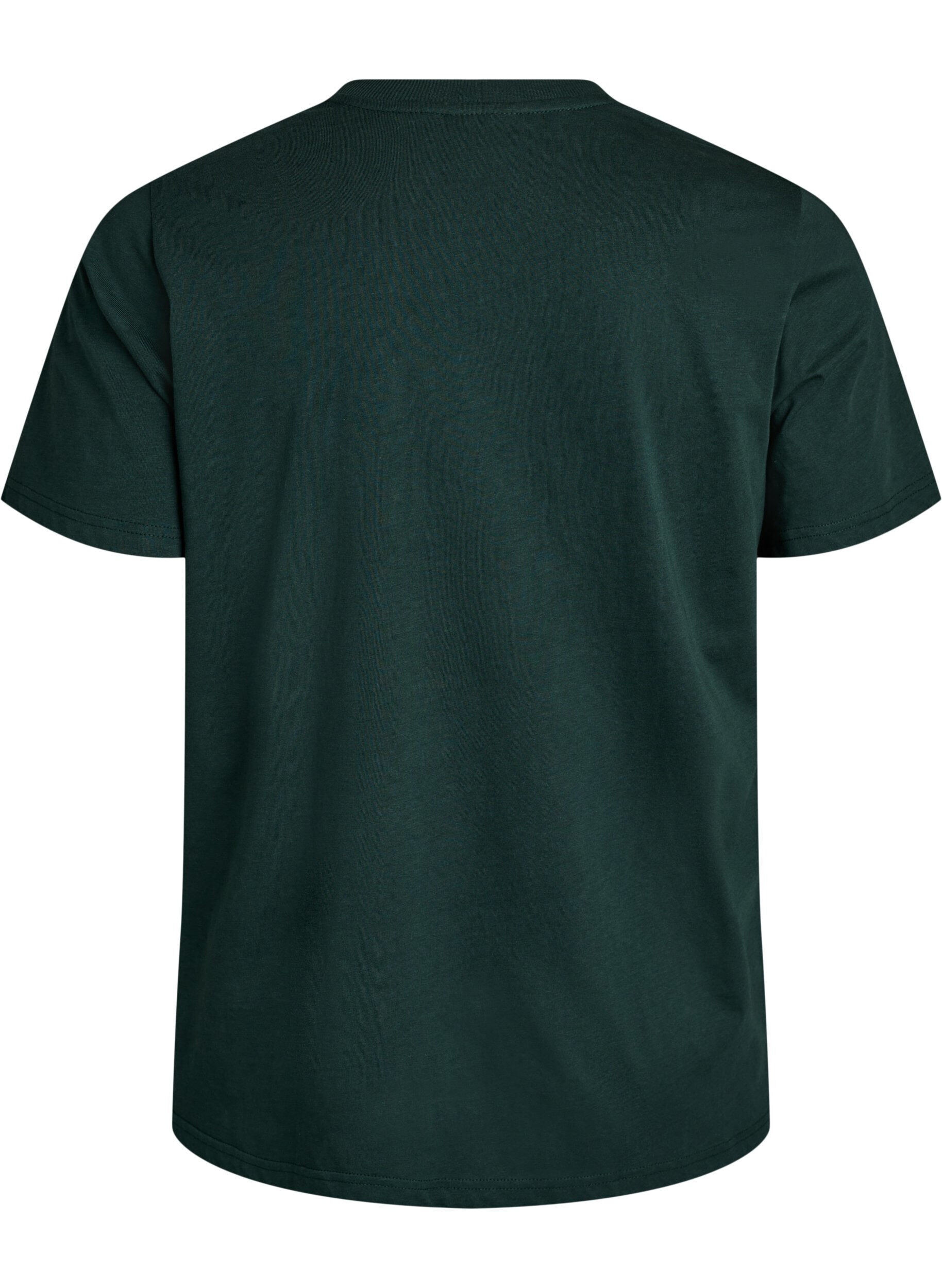 Zizzifashion Basic cotton T-shirt with round neck, Green, Packshot image number 1