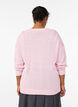 Loose knit blouse with heart pattern, Pink, Model image number 2