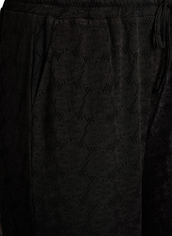 FLASH - Trousers with texture and high waist, Black, Packshot image number 2