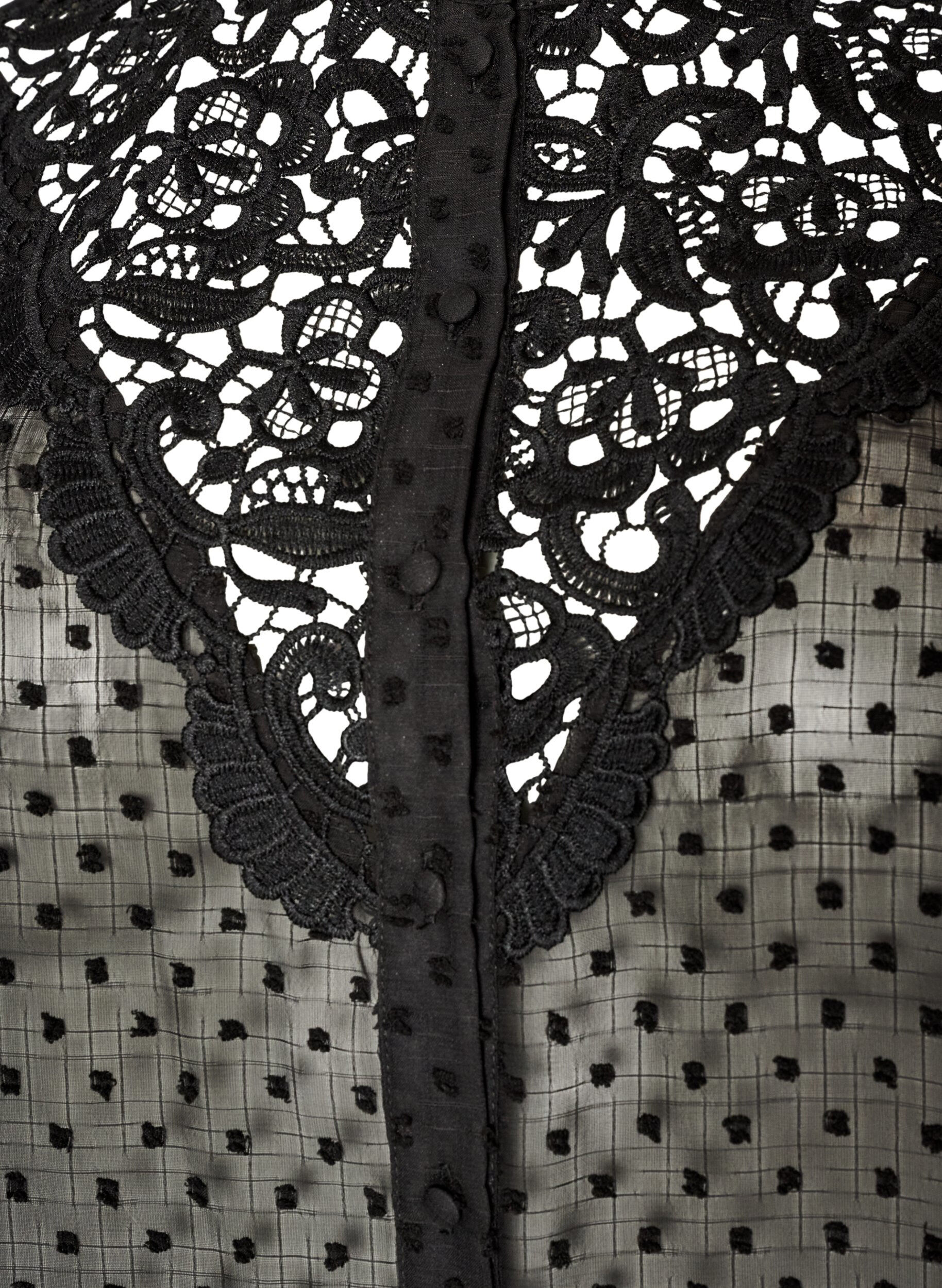 ZizzifashionShirt blouse with lace insert and dot pattern, Black, Packshot image number 2