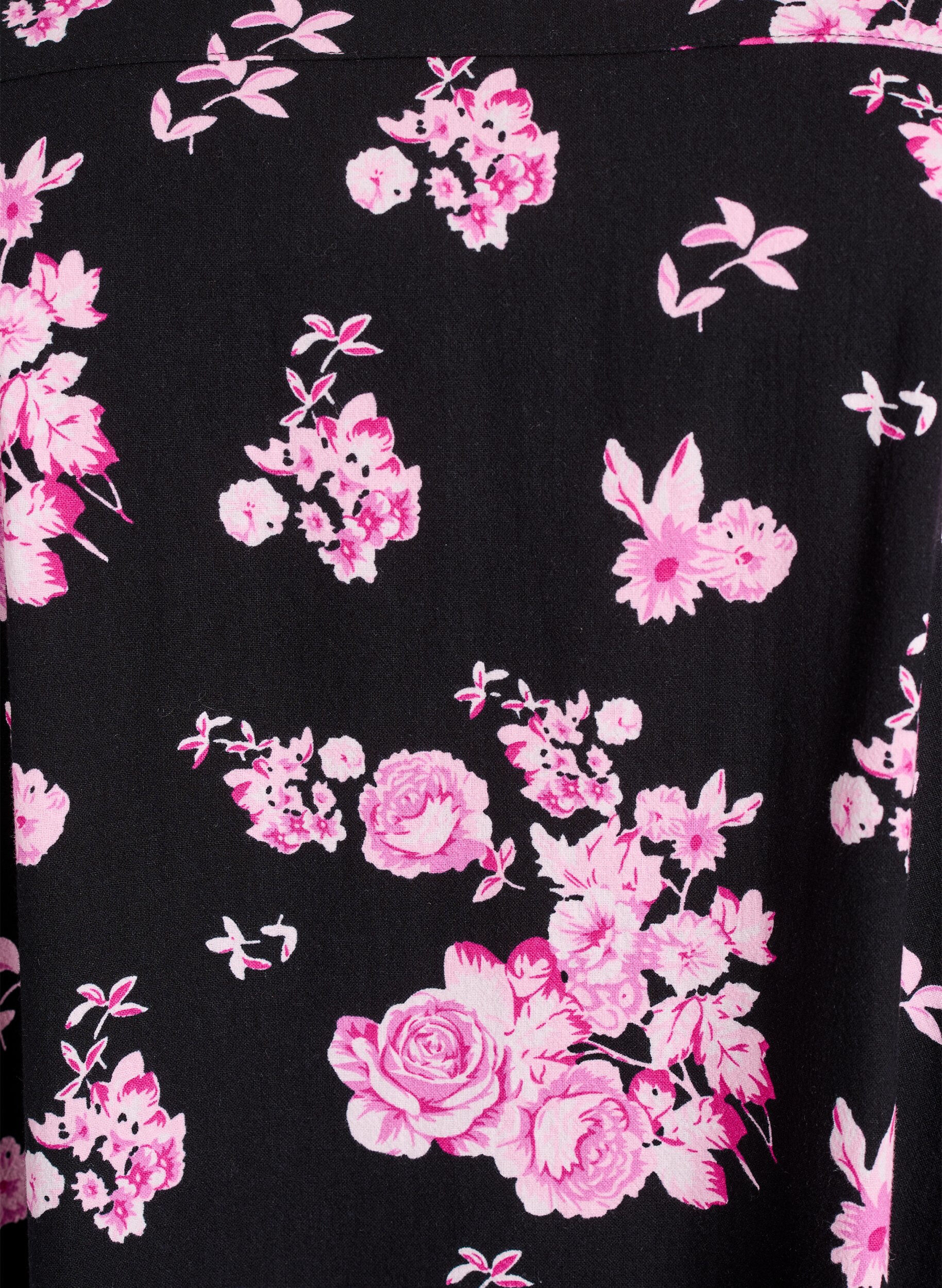 ZizzifashionShort-sleeved cotton dress with print, Black, Packshot image number 2
