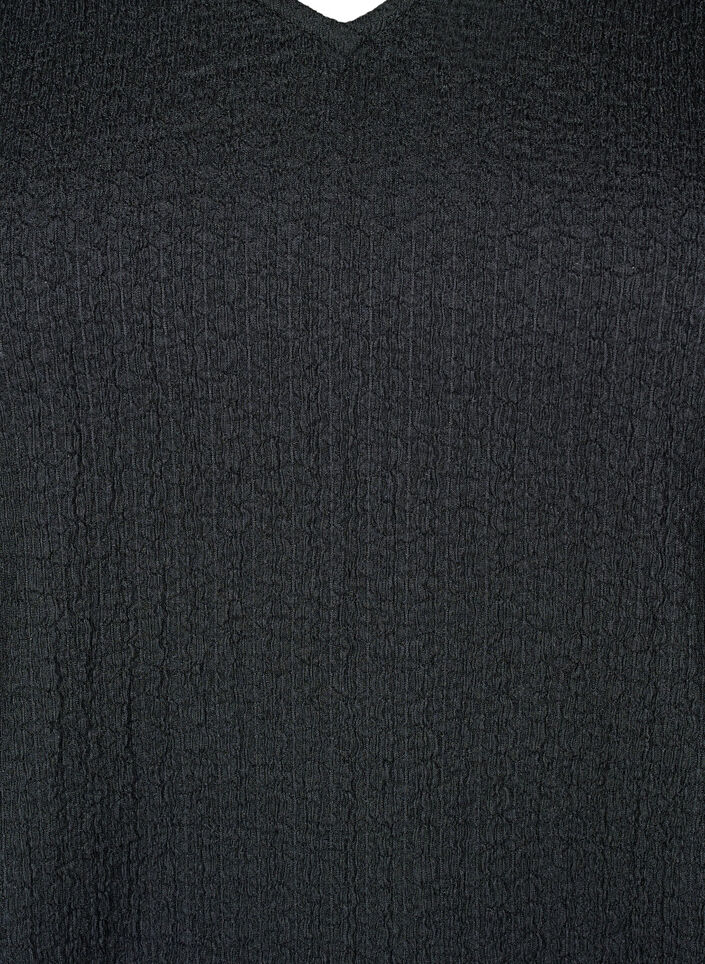 FLASH - Blouse with texture and long sleeves, Black, Packshot image number 2