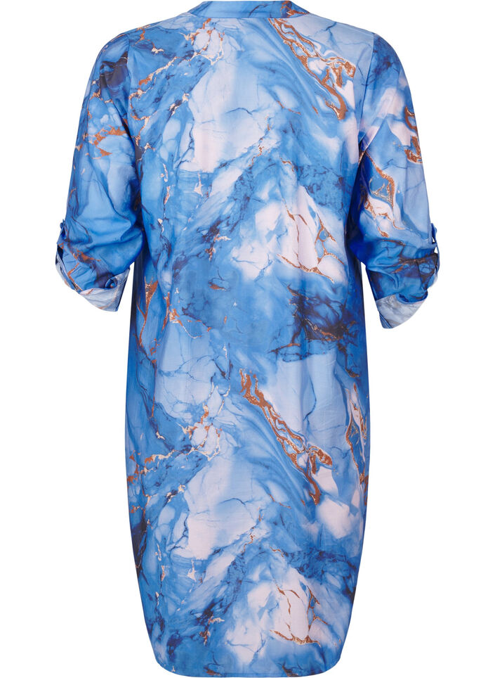 Viscose shirt dress with marble print, Palace Blue AOP, Packshot image number 1